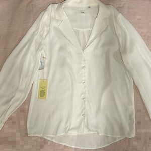 Wilfred Womens Tulum Cream Button-Up Blouse